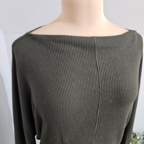 Velvet by Graham & Spencer Olive Green Ribbed Knit Sweater Medium Dolman Casual - Picture 5 of 12